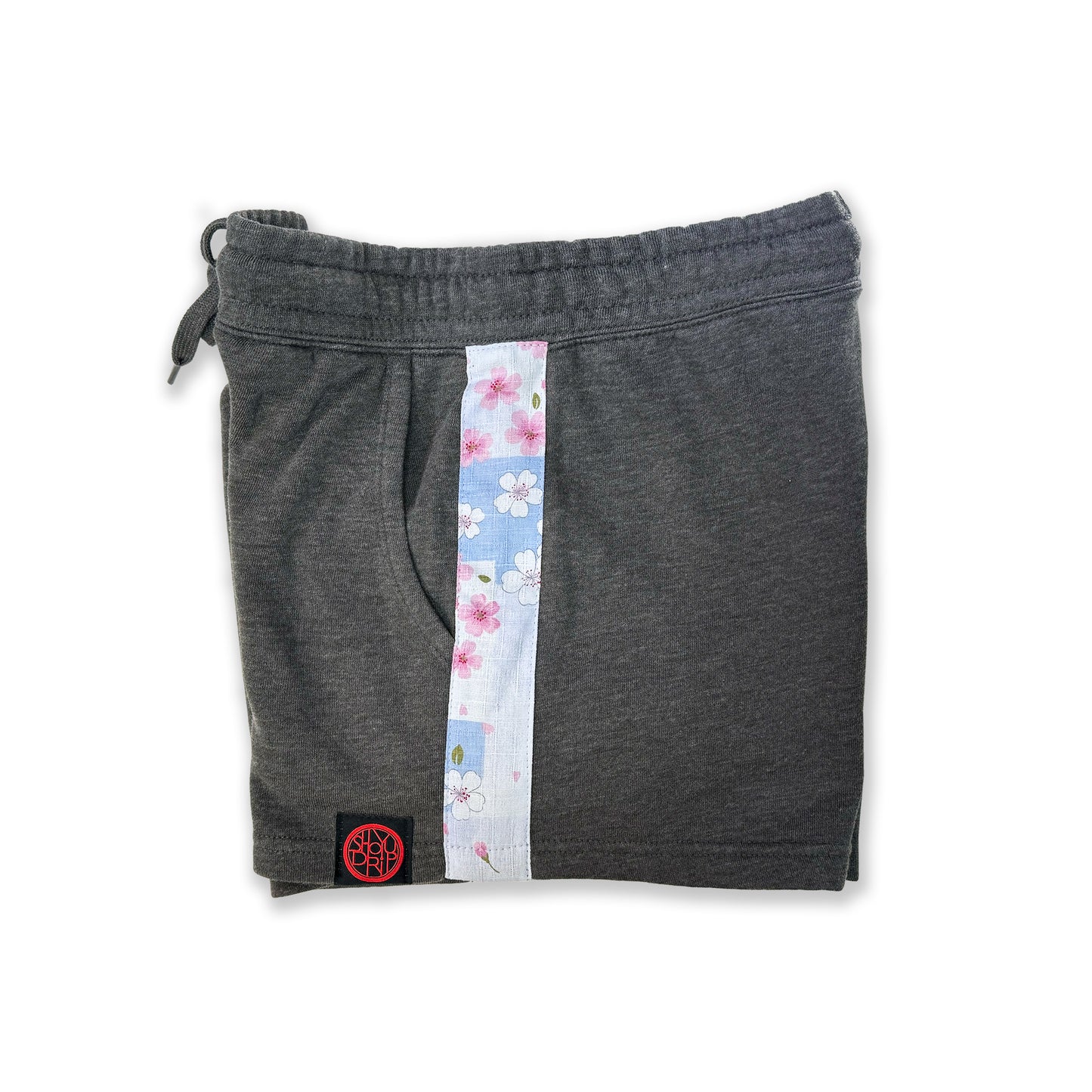 Blue Sakura Skies on Grey Womens Sweatshorts