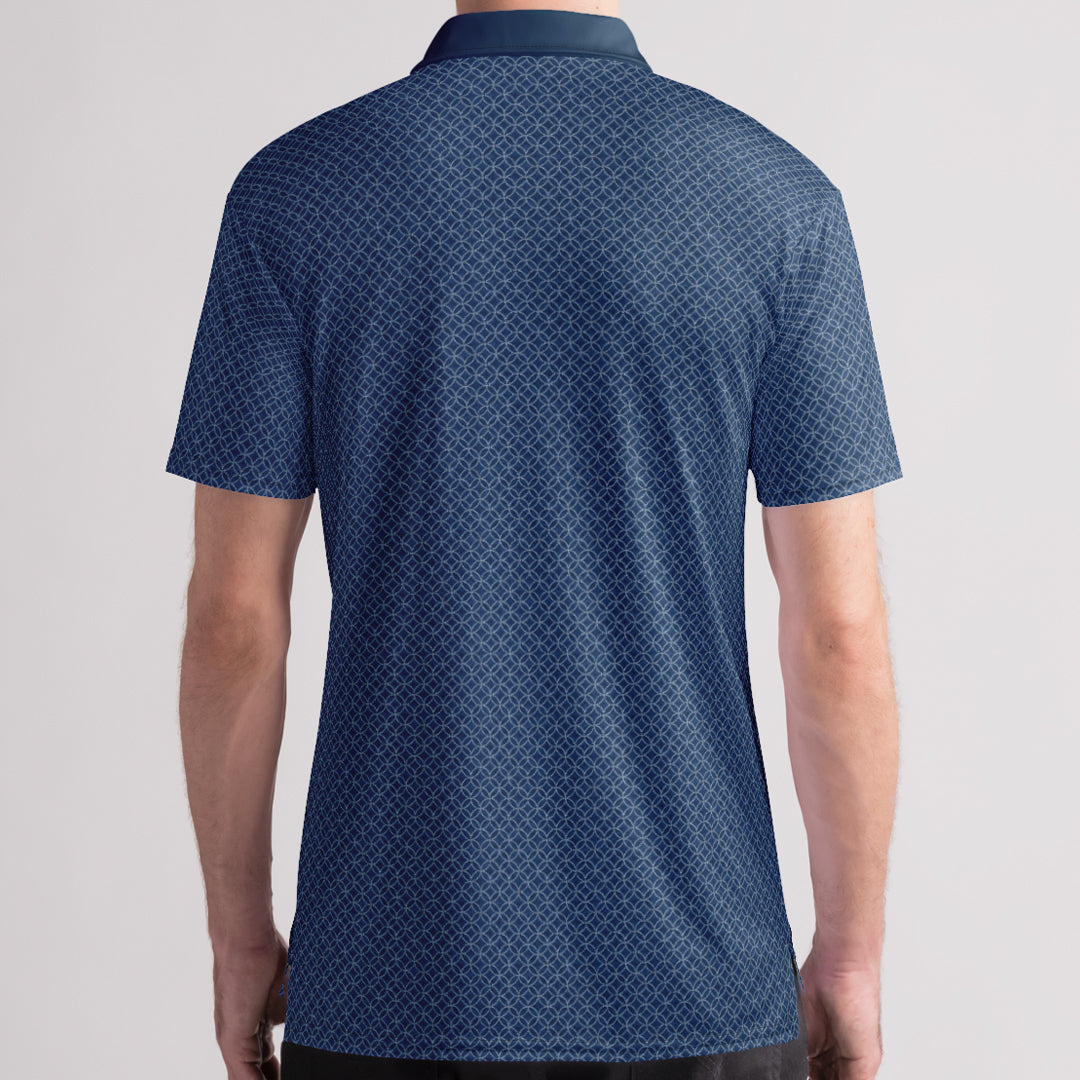 Indigo Shippo Tsunagi Polo Shirt