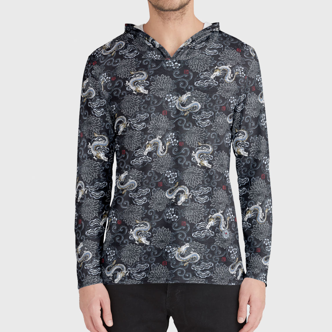 Indigo Dragon Tshirt Hoodie