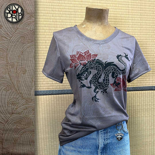 Lotus Dragon Womens Scoop Neck T-Shirt