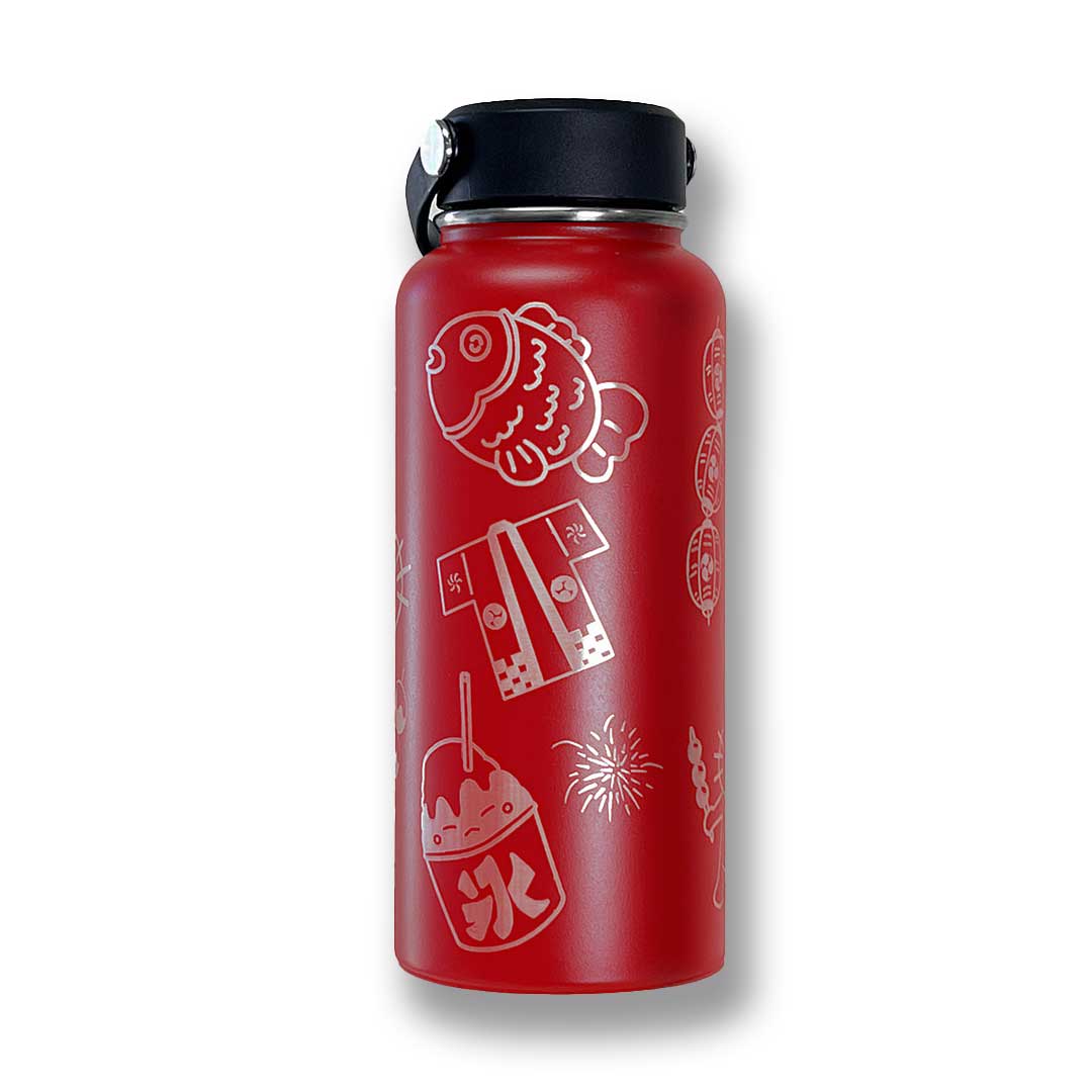 Matsuri Black or Red 32oz Wide Mouth Water Bottle