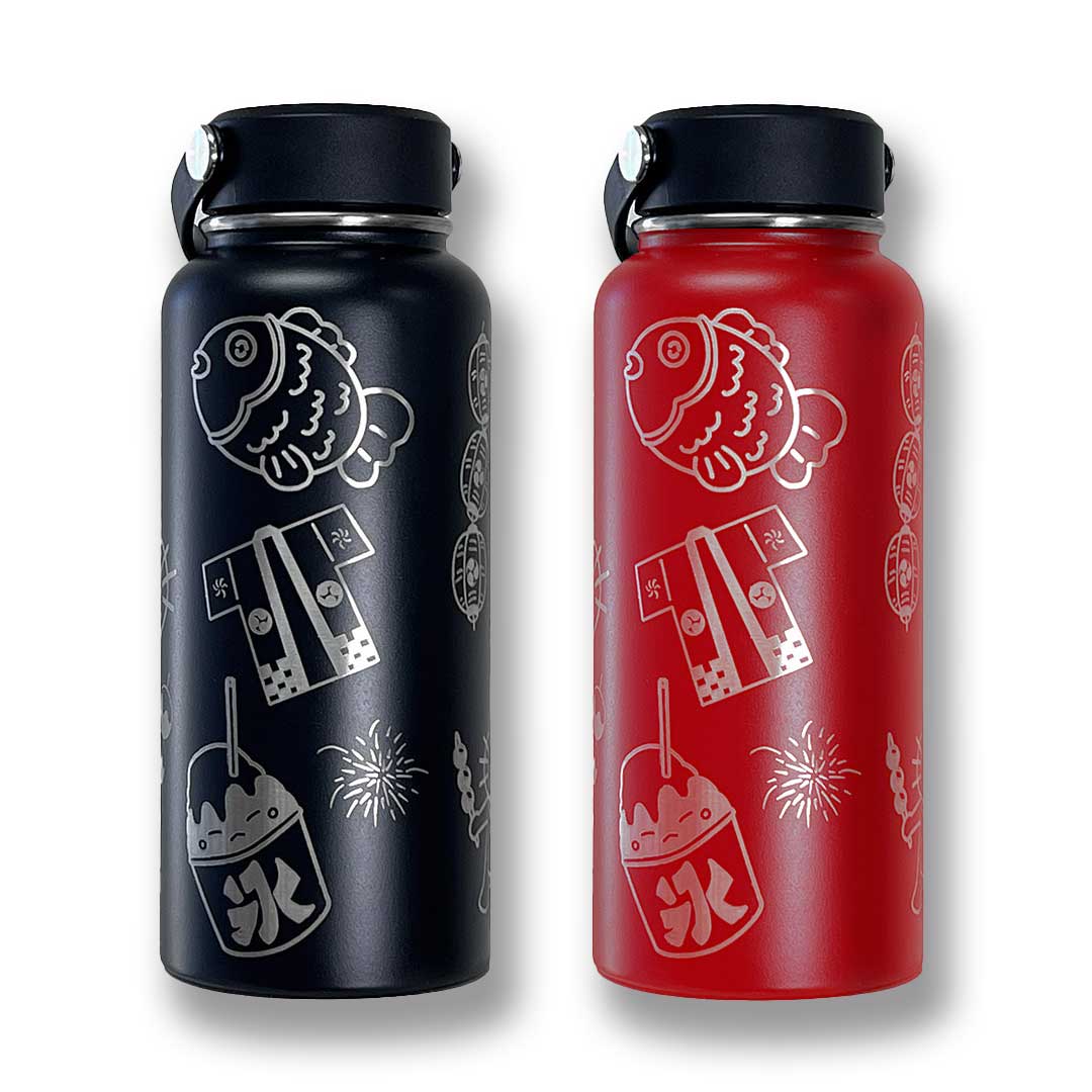 Matsuri Black or Red 32oz Wide Mouth Water Bottle