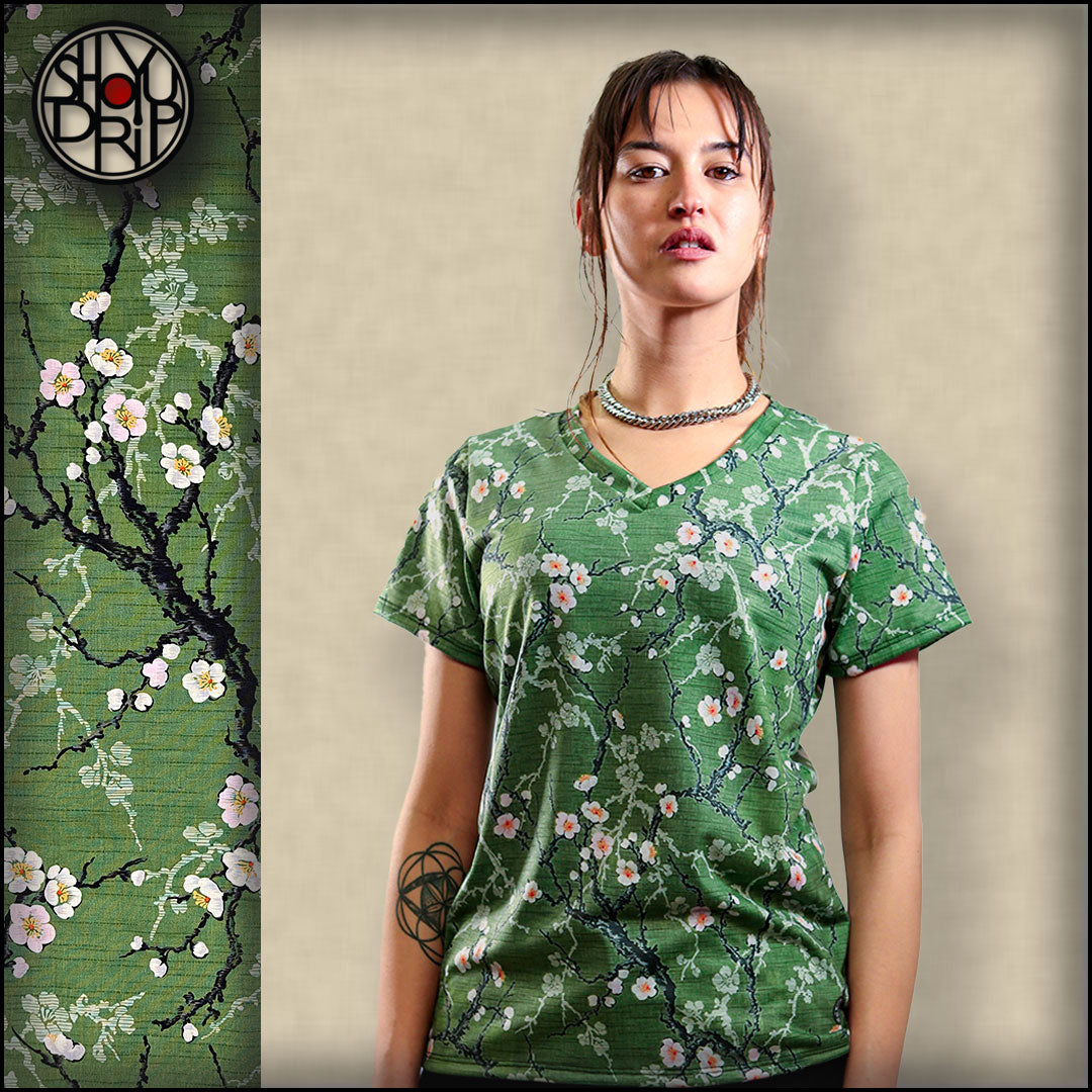 Painted Sakura V-Neck T-Shirt