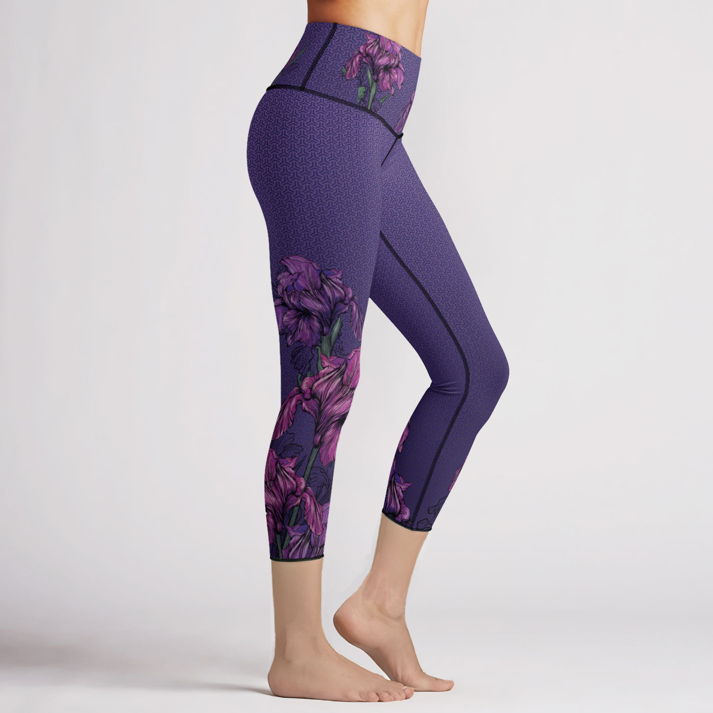 Purple Iris High Waist Reversible Capris