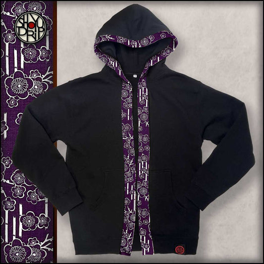 Plum Blossoms on Black Happi Hoodie