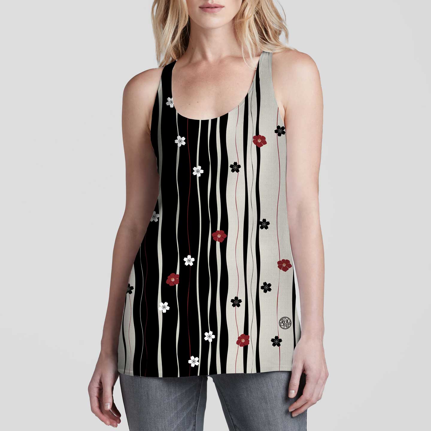 Sakura Stripes Racerback Tank Top