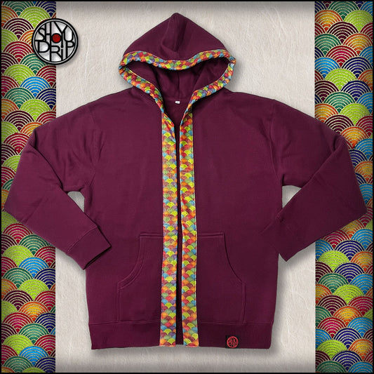 Rainbow Seigaiha on Raspberry Happi Hoodie