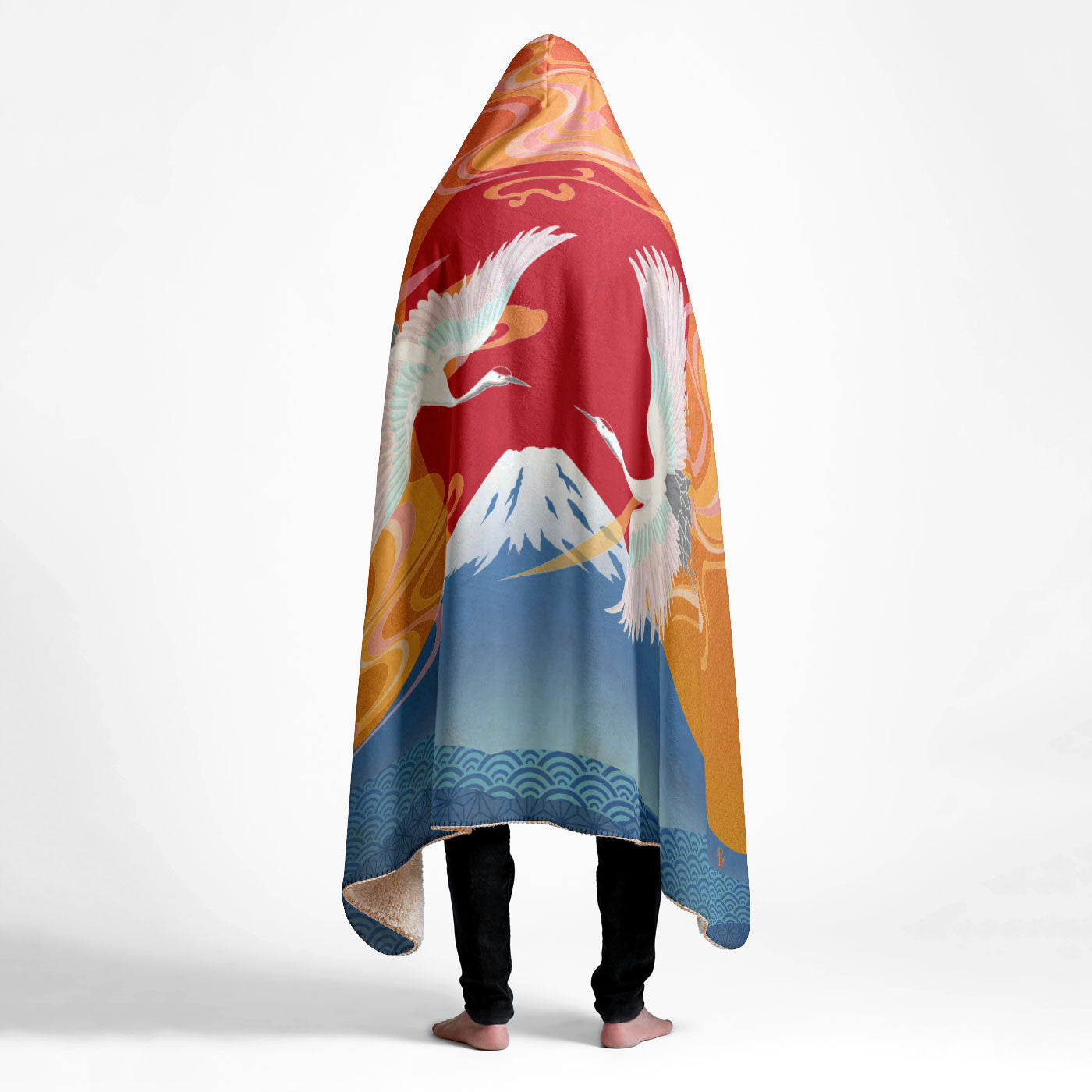 Rising Sun Large Hooded Sherpa Blanket 60x80