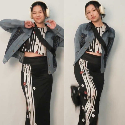Sakura Stripes Womens Crop Tee