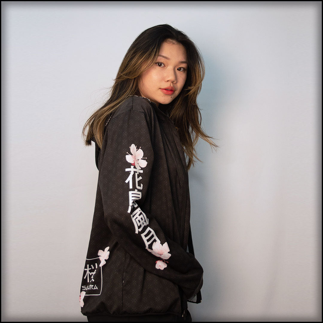 Sakura Night Unisex Windbreaker with Hood