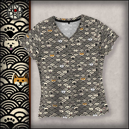 Shiba Wave V-Neck T-Shirt