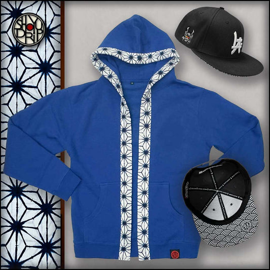 PreOrder: Shibori Star on Blue Happi Hoodie