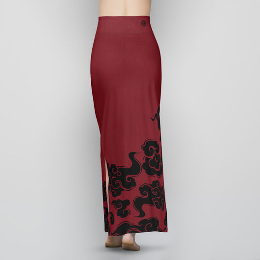 Red Izumo Ankle Length Skirt