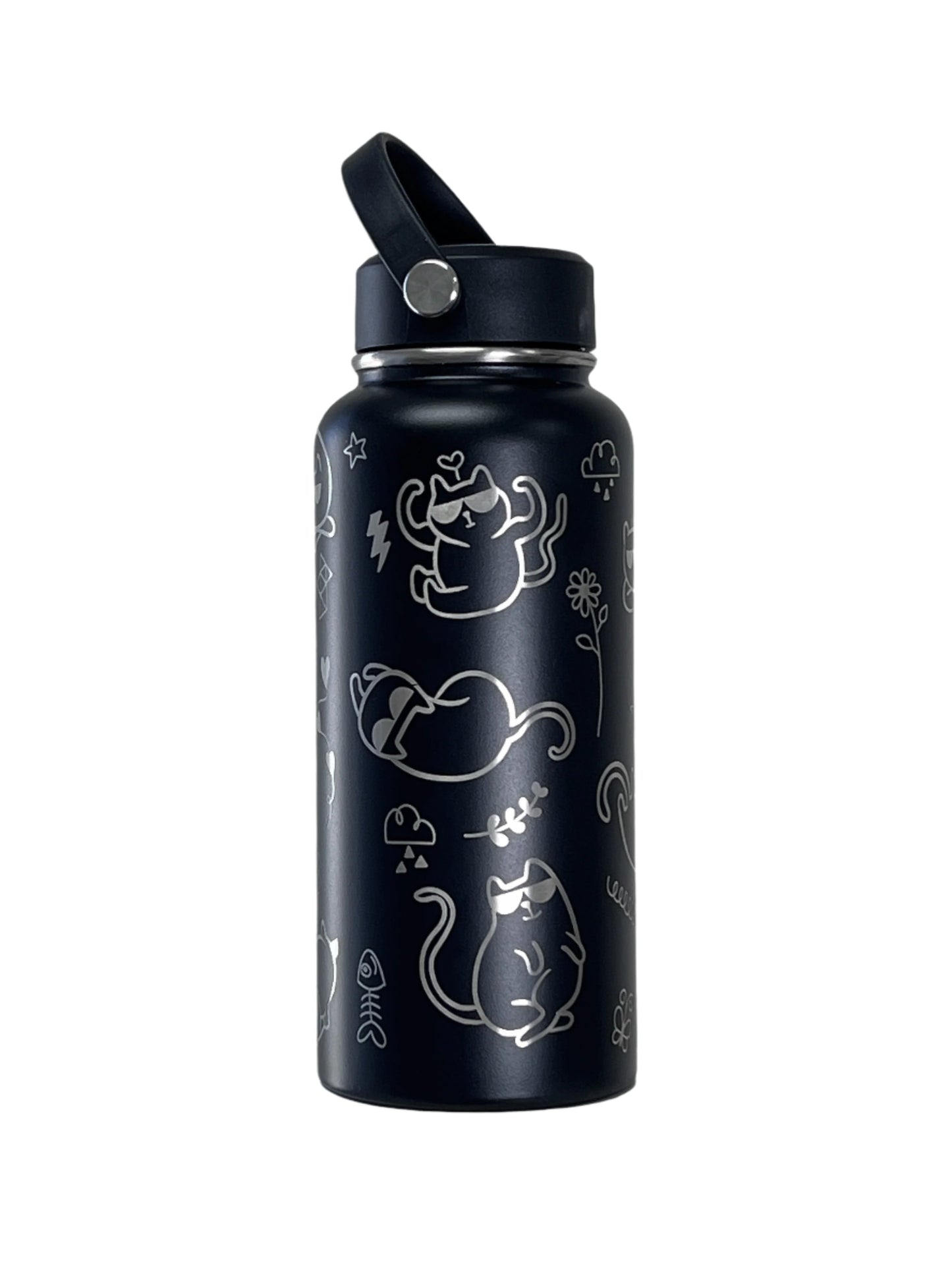 All The Cats Black 32oz Wide Mouth Water Bottle