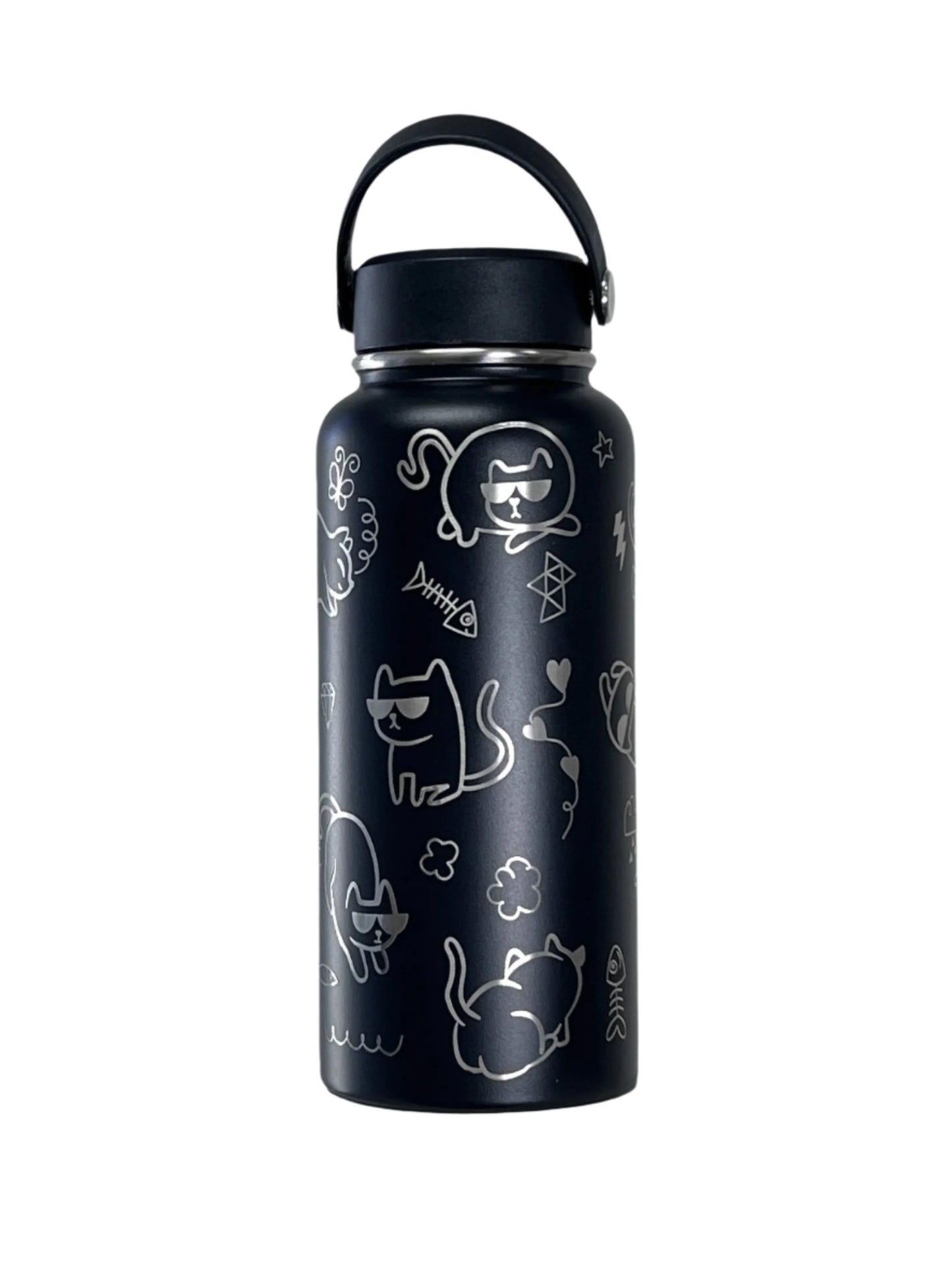 All The Cats Black 32oz Wide Mouth Water Bottle