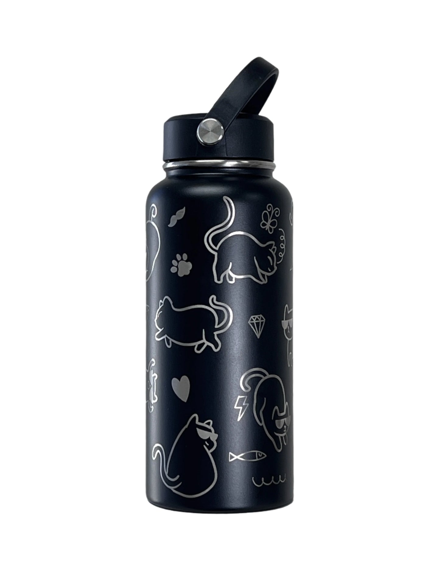 All The Cats Black 32oz Wide Mouth Water Bottle