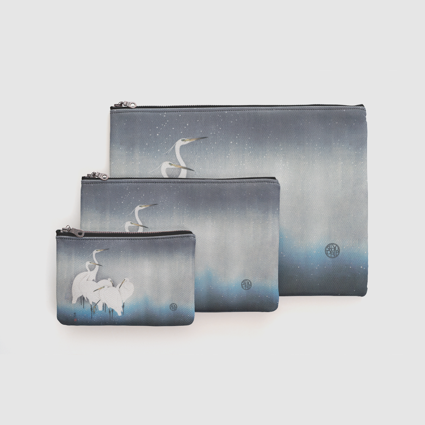 Egrets in Snow Zipper Pouch