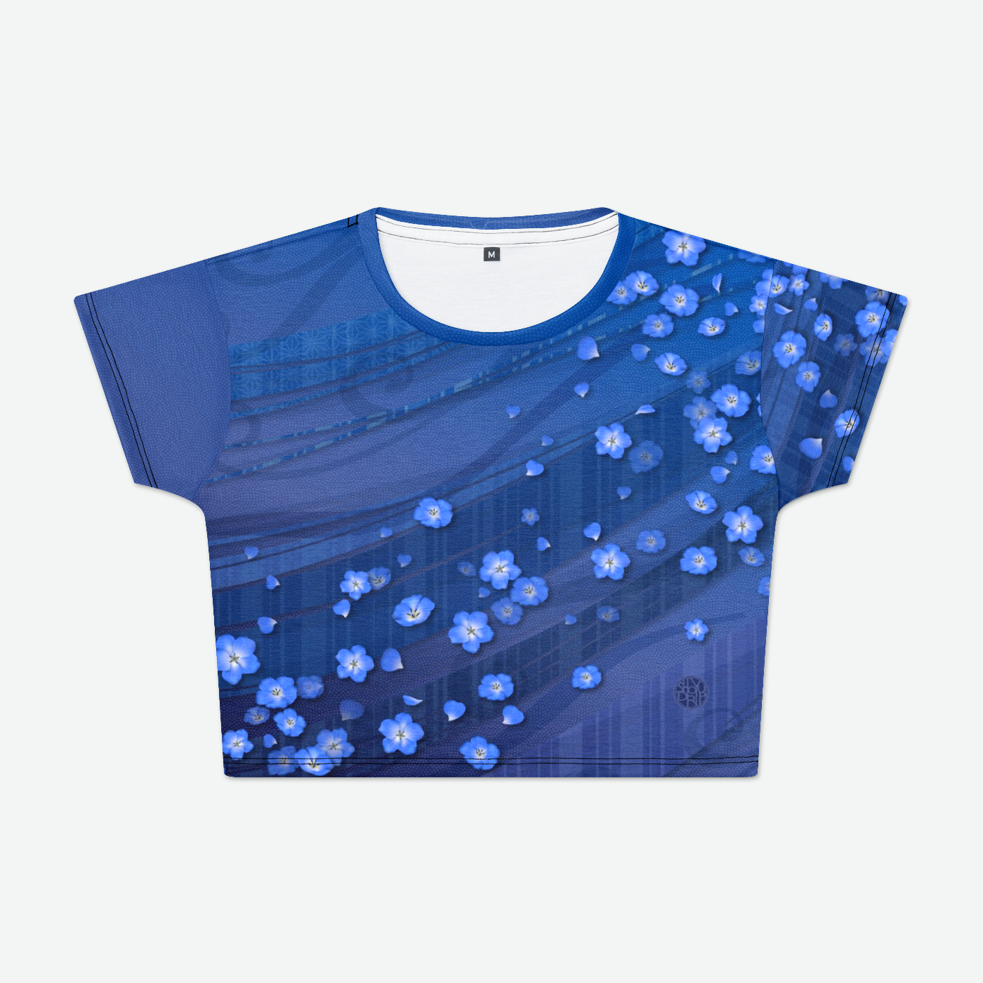 Blue Kaze & Flowers Crop Tee