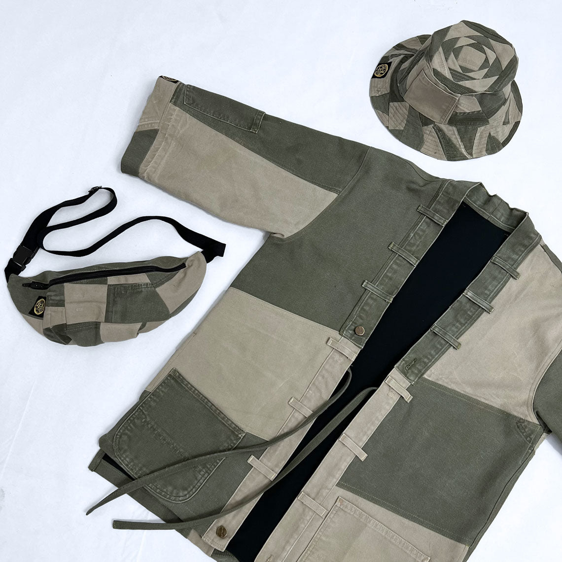 Chevron Olive and Grey Happi Coat