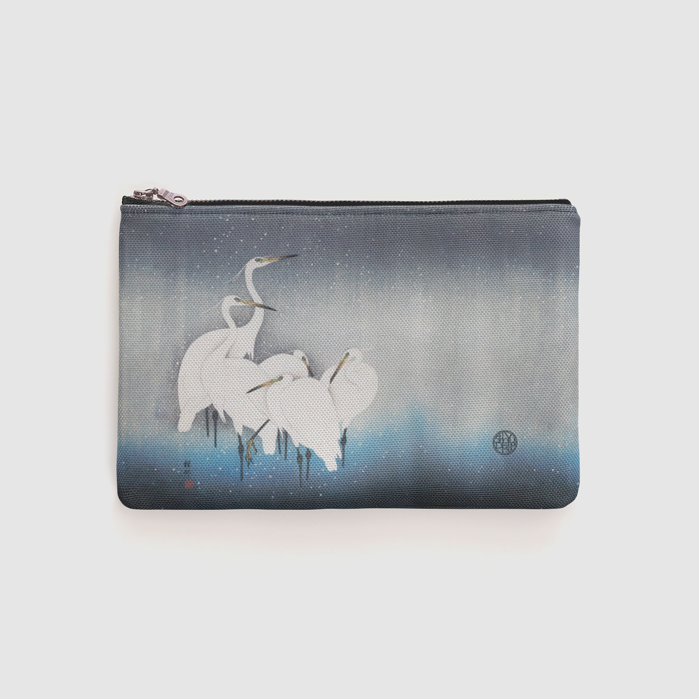 Egrets in Snow Zipper Pouch