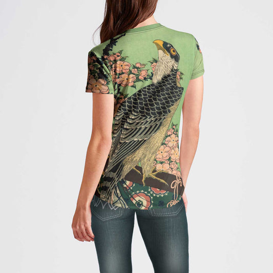 Hokusai Hawk and Sakura Womens Tshirt
