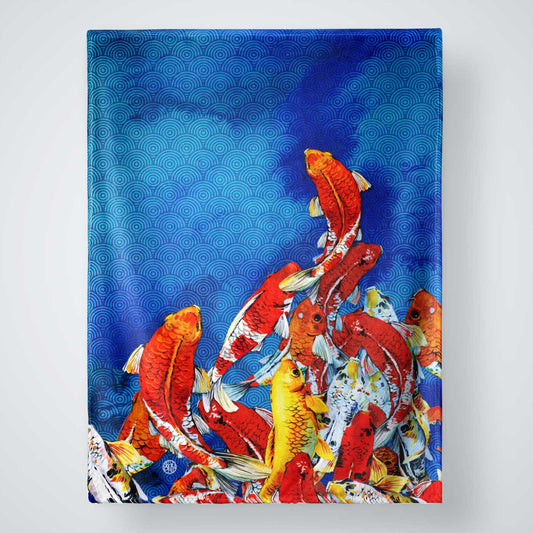 Koi Watercolor Large Plush Throw Blanket