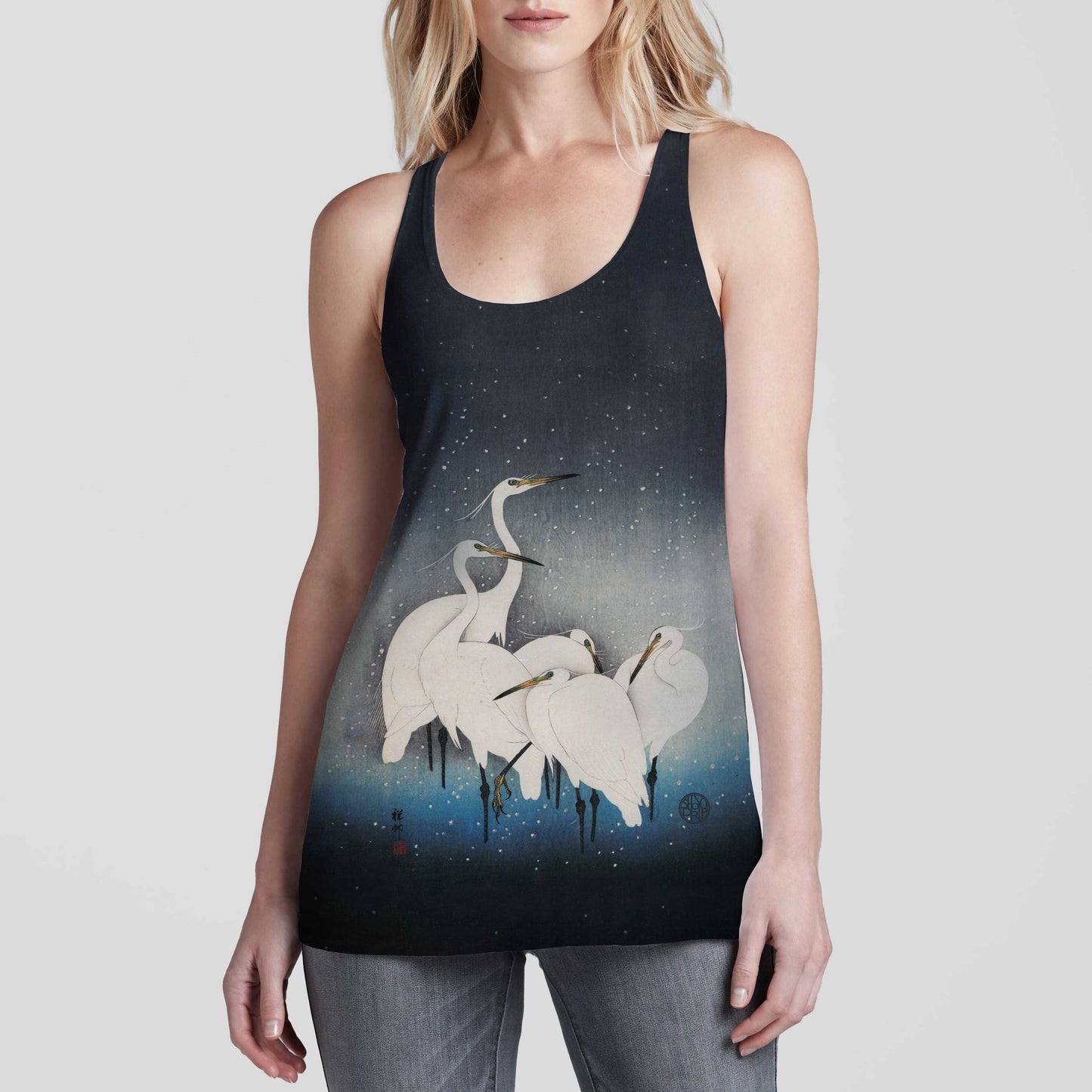 Egrets in the Snow Racerback Tank Top